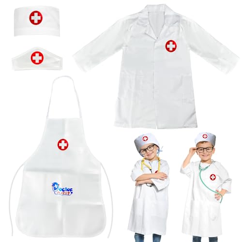 Lovesmile Kinder Arzt Kostüm, Kinder Arztkittel, Kostüm Kinder, Krankenschwester Kostüm Kinder mit 2 Hüten Geeignet für 3–7 Jahren Kinder Geeignet für Cosplay Halloween Ostern Partys von Lovesmile