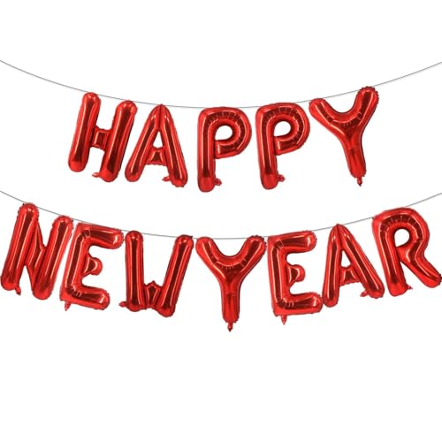 40,6 cm rote Happy New Year Brief Ballons, Big 2025 Happy New Year Letter Balloons Foil Red Balloons for 2025 Happy New Year Eve Celebration Decorations Party Supplies New Year 2025 Balloons Red von Lovoir