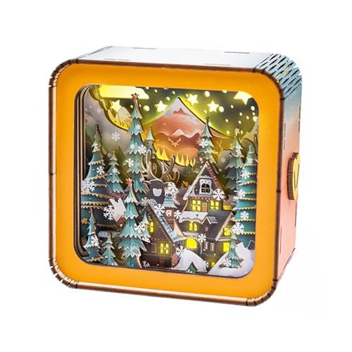 3D Holzpuzzle Erwachsene Nachtlicht,(Warmer Heiligabend) 3D Puzzle für Erwachsene Kinder,Wooden Puzzle 3D Lampe Geschenkbox Geschenke für Frauen Männer zum Weihnachten Geburtstag von Lovpippi