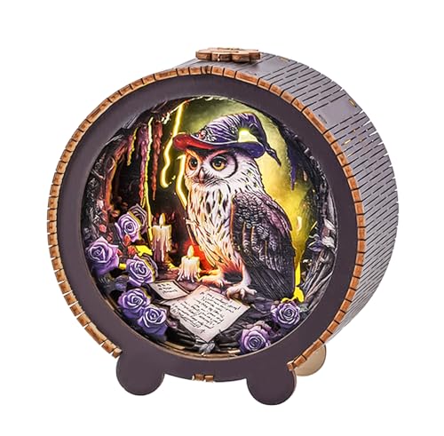 3D Puzzle Nightlight, （Cave owl） 3D Wooden Puzzle for Adults, 3D Holzpuzzle Erwachsene Nachtlicht Home Décor, Wooden Puzzle 3D Lampe Geschenkbox Geschenke für Frauen Männer zum Weihnachten Geburtstag von Lovpippi