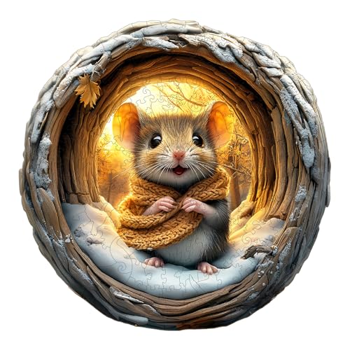 Holzpuzzle Erwachsene, 100 Teile Puzzle Holz Erwachsene, Kreisförmige Einzigartige Puzzle, Wooden Puzzle 3D Cave Mouse, Holz Puzzle Mit Geschenkbox Aus Holz von Lovpippi