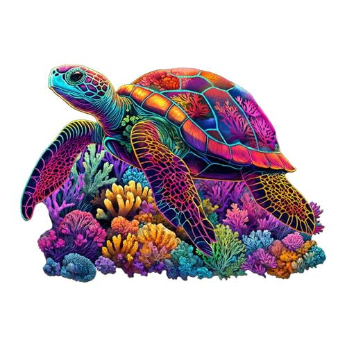 Holzpuzzle Erwachsene und Kinder, Luminous Turtle Unregelmäßig Einzigartige Puzzle, Holz Puzzle Erwachsene Mit Geschenkbox Aus Holz (L-205 Stück) von Lovpippi