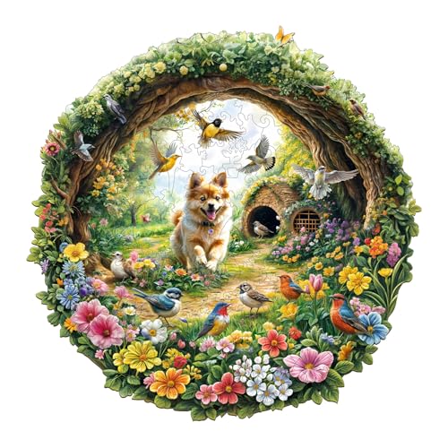 Holzpuzzle Erwachsene und Kinder, Spring Birds Kreisförmige Einzigartige Puzzle, Holz Puzzle Erwachsene Mit Geschenkbox Aus Holz (L-290 Stück) von Lovpippi