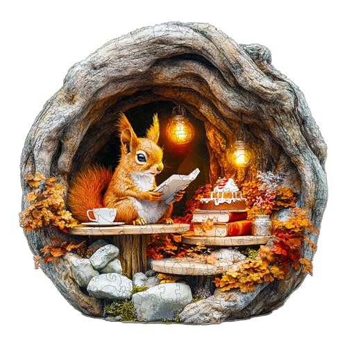 Holzpuzzles für Erwachsene und Kinder, 100 Teile Holzpuzzle Erwachsene, Kreisförmige Einzigartige Puzzle, Wooden Puzzle 3D Burrow Squirrel, Holz Puzzle Mit Geschenkbox Aus Holz von Lovpippi