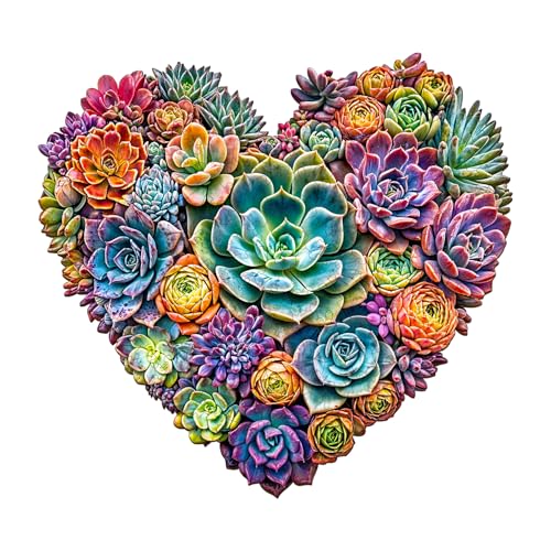 Holzpuzzles für Erwachsene und Kinder, 100 Teile Holzpuzzle Erwachsene, Liebestyp Einzigartige Puzzle, Wooden Puzzle Heartfelt Succulents, HolzPuzzle für Familie Spiel und Geschenk für Paare von Lovpippi