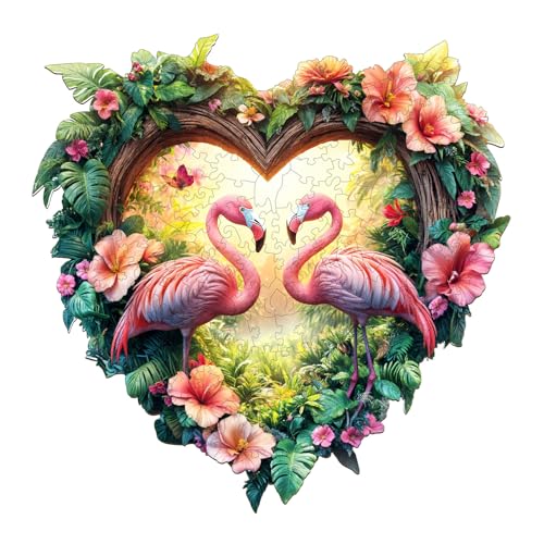 Holzpuzzles für Erwachsene und Kinder, 100 Teile Holzpuzzle Erwachsene, Liebestyp Einzigartige Puzzle, Wooden Puzzle Love Flamingos, HolzPuzzle für Familie Spiel und Geschenk für Paare von Lovpippi