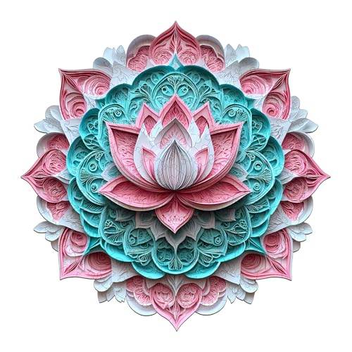 Holzpuzzles für Erwachsene und Kinder, 100 Teile Holzpuzzle Erwachsene, Unregelmäßige Einzigartige Puzzle, Wooden Puzzle 3D Mandala Lotus-1, Holz Puzzle Mit Geschenkbox Aus Holz von Lovpippi