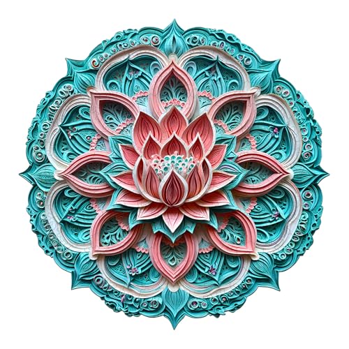 Holzpuzzles für Erwachsene und Kinder, 190 Teile Holzpuzzle Erwachsene, Kreisförmige Einzigartige Puzzle, Wooden Puzzle 3D Mandala Lotus-2, Holz Puzzle Mit Geschenkbox Aus Holz von Lovpippi