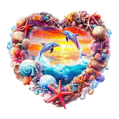 Holzpuzzles für Erwachsene und Kinder, 270 Teile Holzpuzzle Erwachsene,Liebestyp Einzigartige Puzzle, Wooden Puzzle Coral and Dolphin, HolzPuzzle für Familie Spiel und Geschenk für Paare von Lovpippi