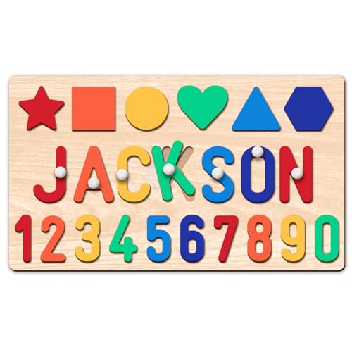 Personalisierte Namen Puzzle für Kinder, Montessori Spielzeug Puzzle ab 1, 2, 3 Jahre, Holz-Puzzle für Baby, Personalisierte Geschenke Puzzle für Baby Kinder Jungen Mädchen von Lovpippi