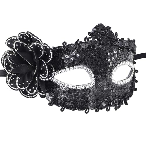 Loxyxbnh Damen Blumen Maskerade Maske Venezianer Halloween Karneval Kostüme Maske Party Tanz Abschlussball Maske Halbe Gesichtsmaske von Loxyxbnh