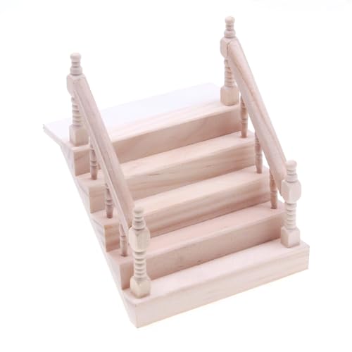 Loxyxbnh Handgefertigte Miniatur-Treppe aus stabilem Holz mit Handlauf, Wohnaccessoire für Puppenhäuser, Dekoration, Maßstab 1 12 von Loxyxbnh