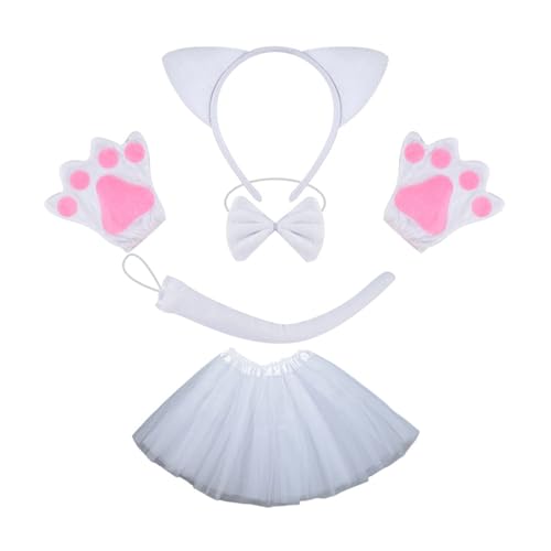 Loxyxbnh Kinder Katzen Kostüm Set Halloween Dress Up Outfit Halloween Tierkostüm Für Frauen Mädchen Weihnachten Cosplay von Loxyxbnh