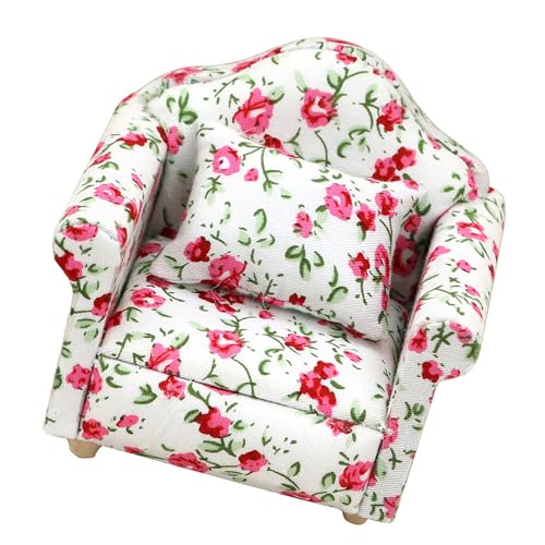 Loxyxbnh Schlafzimmer Einzelsofa Blumensofa Miniaturmöbel Modell Puppenhäuser Couchzubehör Realistisches Spielset 1:12 von Loxyxbnh