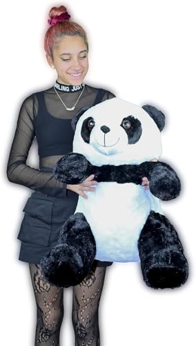 Loyfer Riesiger Panda-Teddybär, 60 cm, Teddybär, mit weichem Plüsch, seidig weich (Riesengröße) 60 cm, Geschenk für Verliebte (schwarz) von Loyfer