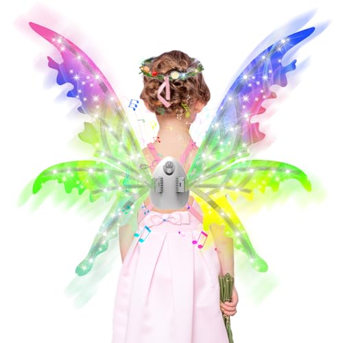 VOD VISUAL Electric Fairy Wings with LED Lights For Kids Girls,Moving LED Electric Butterfly Wings Wonderful Party Accessory for Girls Boys, Cosplay Custom for Halloween & Christmas von Lphianx