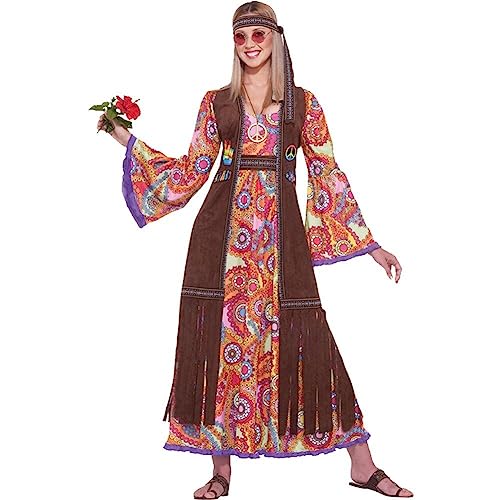 Lpitoy 70er-jahre-kostüm Für Damen, Retro-hippie-kleidungsset Für Damen, 60er, 70er, 80er, Karneval, Halloween, Cosplay, Kostüme, Zubehör von Lpitoy