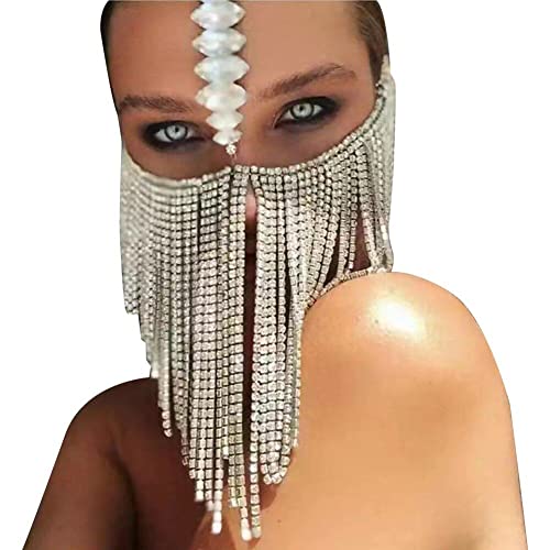 Lpitoy Strassstein Quasten Maskerade Maske Kristall Gesichtskette Schleier Glänzender Cosplay -kopf -gesicht -dekorationsmaske Party Schmuck Für Frauen von Lpitoy