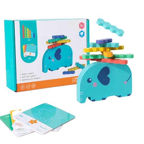 Balance Toy Stapeling, Holzpuzzle -Elefant, Kinderstapelspiel Interaktives -Lernspielzeug, perfekte Bildungsgeschenkauswahl 18x4.5x14,5 cm/7.09x1.77 x 5,71 Zoll für Outdoors, Home, Schule, von Lpsdssre