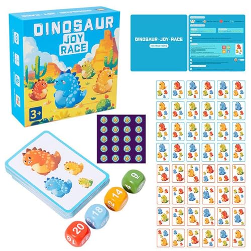 Dinosaurier -Matching -Kartenspiel, Pädagogisches Gedächtnis Matching -Spiel, Kinder DICE Interactive Learning Toy, Einfach Zu Spielen, Mathematische Elemente, Schnelllernen, 15x5x15cm, Für Kinder Und von Lpsdssre