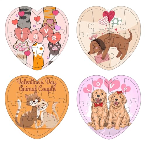 Kids Animal Puzzles | Heart Shaped Puzzle Set | Cartoon Puzzle Toys | Brain Teaser Toys | Greeting Card Puzzle Adorable Animal Designs for Enhances Hand Eye Coordination von Lpsdssre