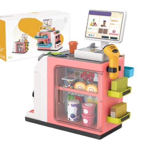 Kids Supermarket Counter | Lebensmittelgeschäft Spielset | Realistische Kasse | Spielzeug-Supermarktzähler | Einkaufsspielset pädagogische und soziale Fähigkeiten Entwicklung für Zuhause, Kindergarten von Lpsdssre