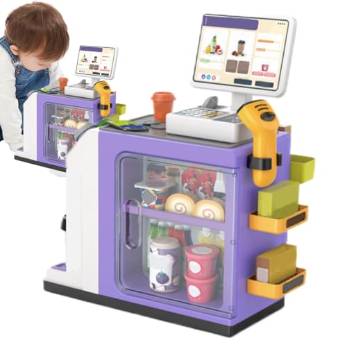 Kids Supermarket Counter | Lebensmittelgeschäft Spielset | Realistische Kasse | Spielzeug-Supermarktzähler | Einkaufsspielset pädagogische und soziale Fähigkeiten Entwicklung für Zuhause, Kindergarten von Lpsdssre