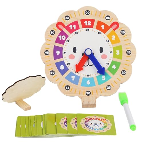 Lpsdssre Learning Clock for Kids | Teaching Clock Toy | Educational Wooden Toy | Time Learning Toy for | Kids Number Clock Fun and Engaging Design for Kids Over 3 Years Old von Lpsdssre