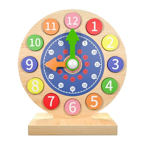 Lpsdssre Teaching Clock | Kids Learning Clock | Portable Wooden Clock for Kids | Wooden Educational Toys | Toddler Time Learning Engaging Learning Tool for Toddler Boys Girls von Lpsdssre