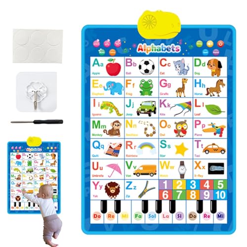 Pädagogische Wandtafel, sprechendes Alphabet-Poster, Lernspielzeug für Kinder, interaktives Lernerlebnis, Integration von Musikklängen, 41 x 55,5 cm, für interaktive Alphabet-Lerntafel von Lpsdssre