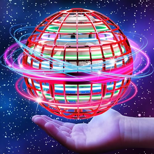 Fliegender Ball, Flying Orb Ball Hover Ball Handgesteuertes Bumerang Ball Spielzeug, Fliegender Fidget Spinner Mit Magischen Lichtern, Geschenke für Jungen Mädchen von 6-10 Jahren und älter (Rot) von Lshfjnd