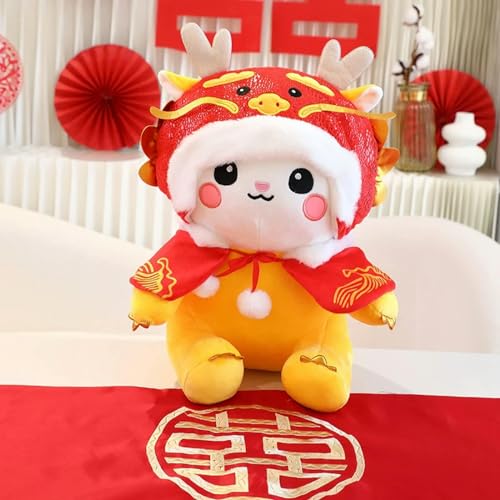 LsnDxg Chinesische Hochzeit Drache Jahr Maskottchen Chinesische Drachenpuppe Plüsch Spielzeug Kissen Neujahr Dekoration Geschenk 23cm 2 von LsnDxg