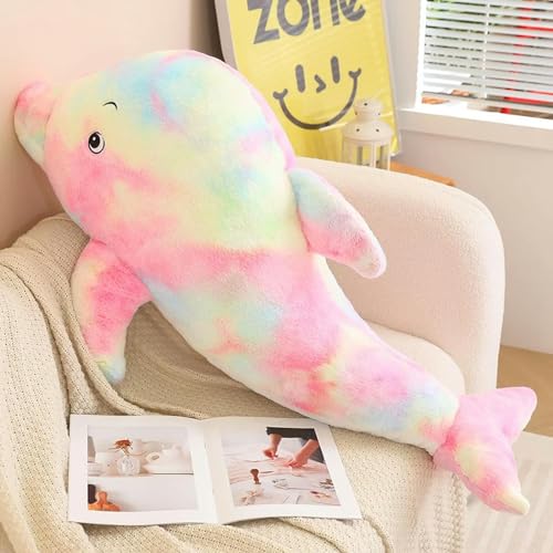 LsnDxg Regenbogen Delfin Puppe Plüschtier Plüsch Riesentier Plüschtier Kissen Geschenk Kinder Geburtstagsgeschenk 100cm 1 von LsnDxg