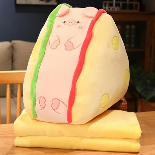 LsnDxg Süßes Tierkäsesandwich mit Plüschkissen, Hase, Schwein, Dinosaurier, Elefant Deko, Rückenstützkissen, Kindergeschenk 48cm 6 von LsnDxg