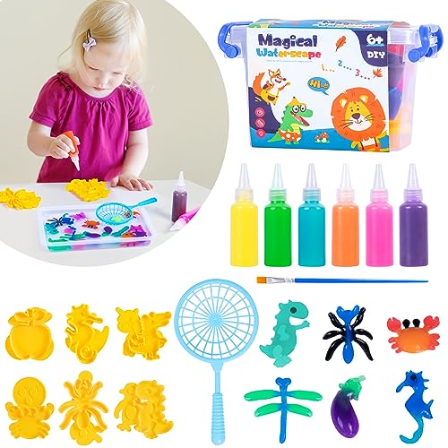 DIY Magisches Wasser Gel Perle Sensorisches Spielzeug Magische Wasser Elf Kit Handmade 3D Aqua Park Set mit doppelseitigen Form Meer Kreaturen Lernspielzeug für Kinder 3+ Mädchen Weihnachten Geschenk von Ltteaoy