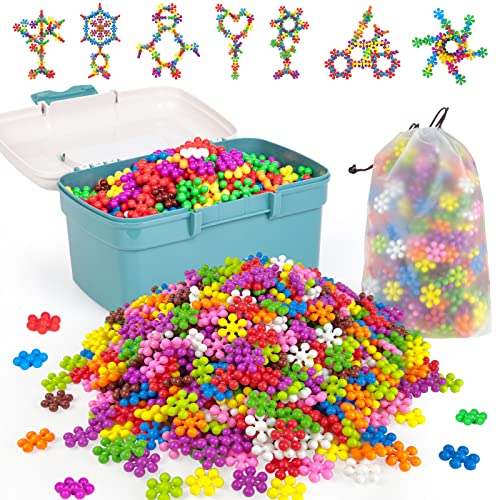 Ltteaoy 500 Stück Bausteine für Kinder mit Aufbewahrungstasche und Box, STEM Interlocking Blocks Vorschule Lernspielzeug Discs Sets, Umweltkreativität Kinderspielzeug für Jungen Mädchen ab 3 Jahren von Ltteaoy