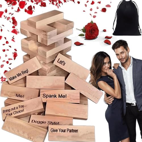 LuGirlre Set mit 48 super frechen Blocktürmen für stapelbare Holzblöcke, Stapeltürme Love & Naughty, stapelbare Holzspiele von LuGirlre