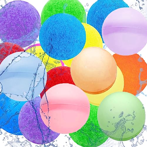 Lubibi 18 Stück Wasserbomben Wiederverwendbar,Baumwoll Wasserbomben,Schnell befüllbare Silikon Spritzbälle für Kinder Erwachsene,Splash Ball,wasserspielzeug kinder outdoor, wasser spiele, Strandspiele von Lubibi