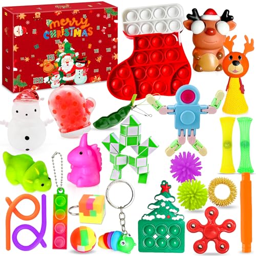 Lubibi Fidget Toys Adventskalender 2024 , Fidget Toys Weihnachten Countdown-Kalender mit 24 Stress Relief Spielzeug für Stressabbau, Weihnachten Geburtstag Geschenk für Jungen Mädchen Teens von Lubibi