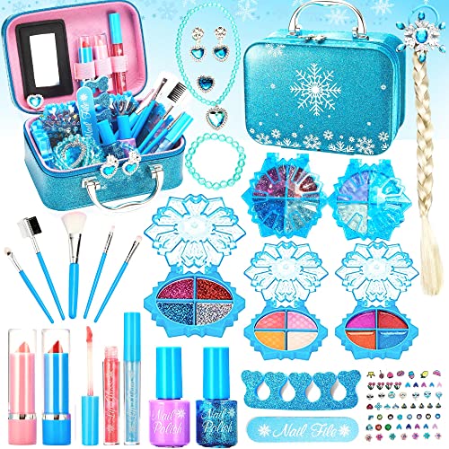 Lubibi Kinderschminke Set Mädchen, Waschbares, sicheres Make-up-Set für Kinder Mit Kosmetiktasche,Nagellack,Geburtstag Weihnachten Geschenk für Mädchen 456789 10 Mit Geschenkbox von Lubibi