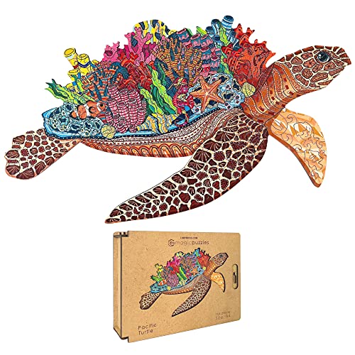 Lubiwood Verspielters Tierform-Holzpuzzle (21x15 cm) - Fördert Beobachtungsfähigkeiten und Zufriedenheit - kommt mit Holzgeschenkbox - Perfekt für Erwachsene (Pacific Turtle, Medium (A4)) von Lubiwood