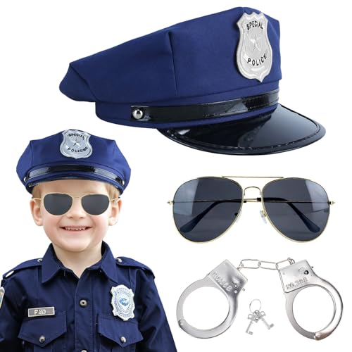 Luchild Children’s Policeman Hat – Kids Police Officer Costume Accessory for Carnival, Christmas, Fancy Dress, and Role Play (Blau) von Luchild