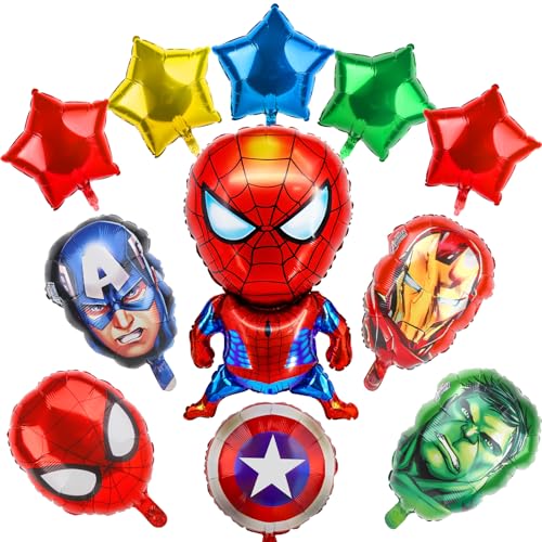 Superhelde Luftballons Geburtstag Deko Jungen Mädchen-13Pcs Avenger Geburtstagsdeko Folienballon Girlande Happy Birthday Ballons Partyzubehör für Super Hero Kindergeburtstag Party Ballon Supplies Deko von Luchild