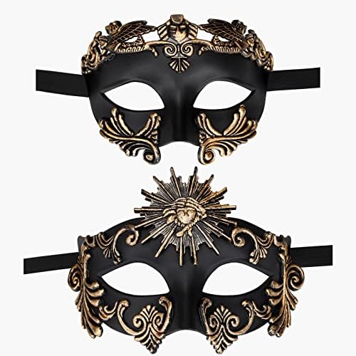 Luchild Venezianische Maske 2pcs, Griechische Römische Sonnengott Bronze Party Karnevalsmaske, Mann Maske Passend für Masquerade Karneval Halloween,Weihnachten und Andere Party Anlässe, Arbe Bronzer von Luchild