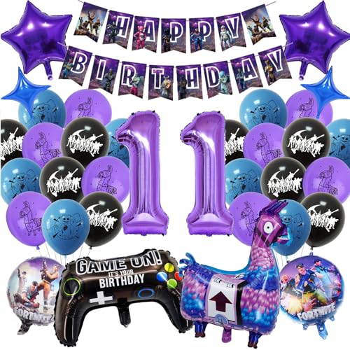 Luftballon Geburtstagsdeko Jungen 11th- Videospiel Party Dekoration 11 Jahre Videospiel Ballon Girlande mit Gamer Ballon Cake Toppers Birthday Banner Folienballon für Kindergeburtstag Party Supplies von Luchild