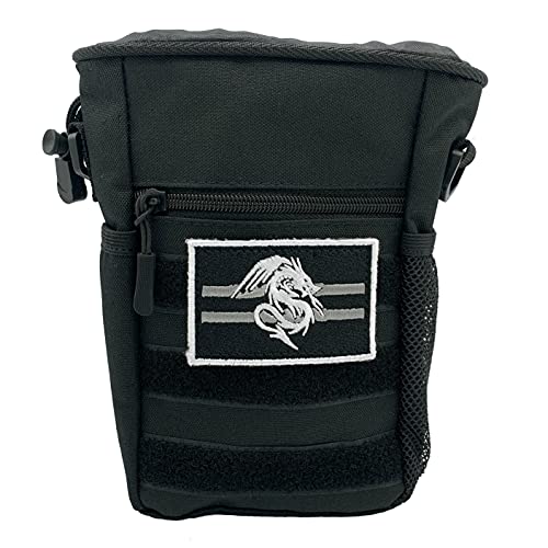 Luck Lab DND Würfeltasche mit abnehmbarem Dragon-Patch – mehrere Taschen und große Würfelaufbewahrung (200 + Würfel) für RPG MTG – Schwarz von Luck Lab