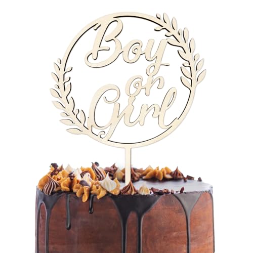 Girl or Boy Tortendeko Holz Cake Topper, Boy or Girl Deko, Kuchendeko für Gender Reveal Party Baby Shower Babyparty von Luckeey