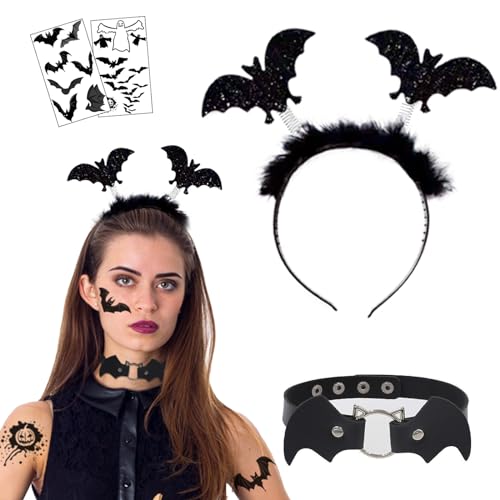 Luckeey Fledermaus Haarreif Damen, Halloween Haarreif Erwachsene Kinder Fledermaus Kostüm Zubehör mit Glitzereffekt, Haarreif Halloween Accessoire Damen Herren, für Halloween Karneval Party von Luckeey