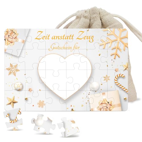 Luckeey Gutschein Puzzle 24-teilig | Zeit statt Zeug Gutscheine zum Selber Ausfüllen | Gutschein Verpackung, Gutschein Karte, Geburtstagskarte, Gutschein Weihnachten | Geschenke für Frauen Männer von Luckeey