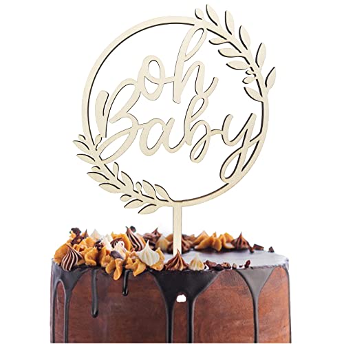 Oh Baby Cake Topper Holz, Oh Baby Kuchen Topper Babyparty Tortendeko, Kuchenstecker für Baby Shower Eine Windeltorte Gender Reveal Partydeko von Luckeey